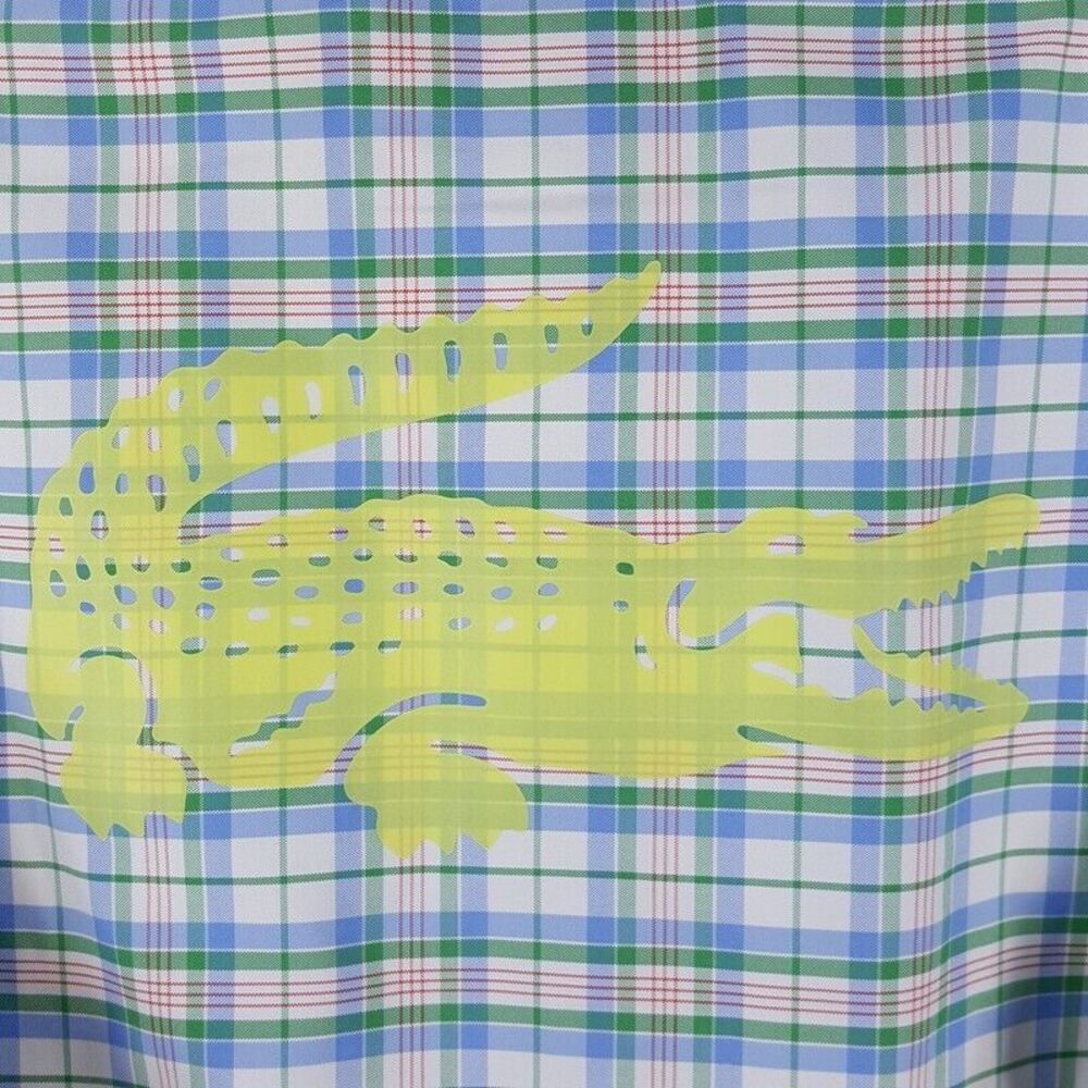LACOSTE Mens Rain Jacket Small Blue Green Plaid Zip Up Hooded Checkered KARIERTE - Picture 9 of 16
